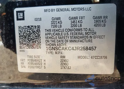 2018 Chevrolet Tahoe Ls from USA, damaged, VIN 1GNSCAKC4JR258457